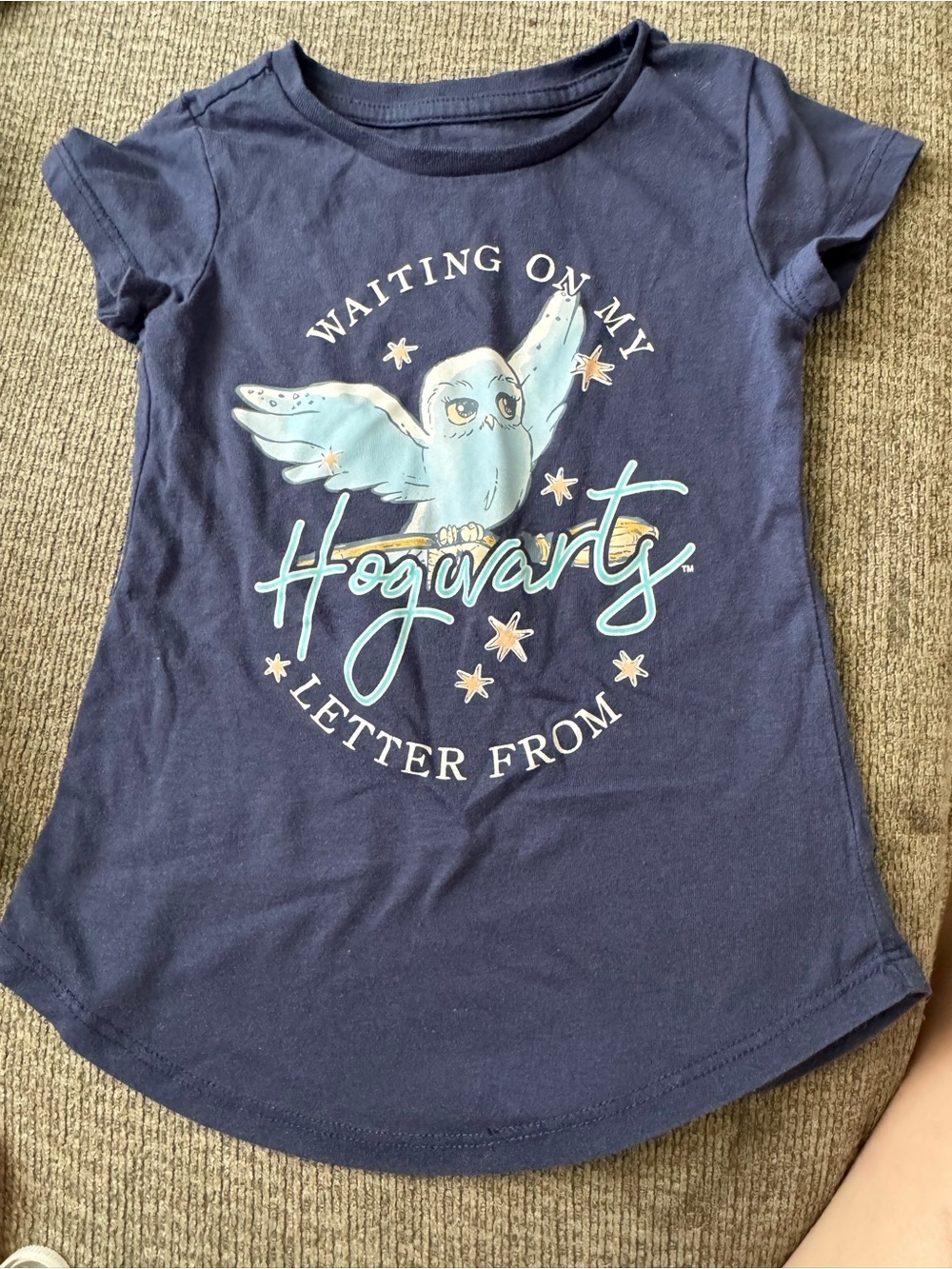 Girls' Navy Hogwarts Owl Graphic Short Sleeve Tee